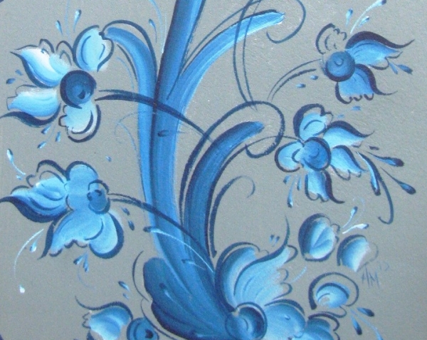 Telemark Rosemaling design in blue colours